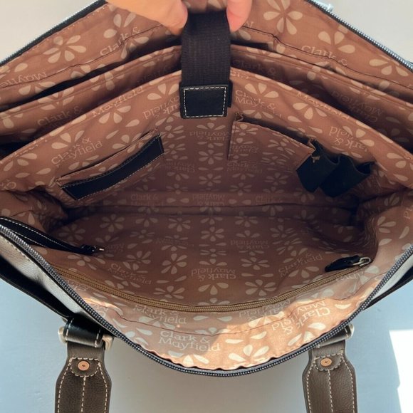 Clark & Mayfield Over Night Zipper Hand Bag Metro Laptop or Diaper Bag or Travel - Picture 5 of 13